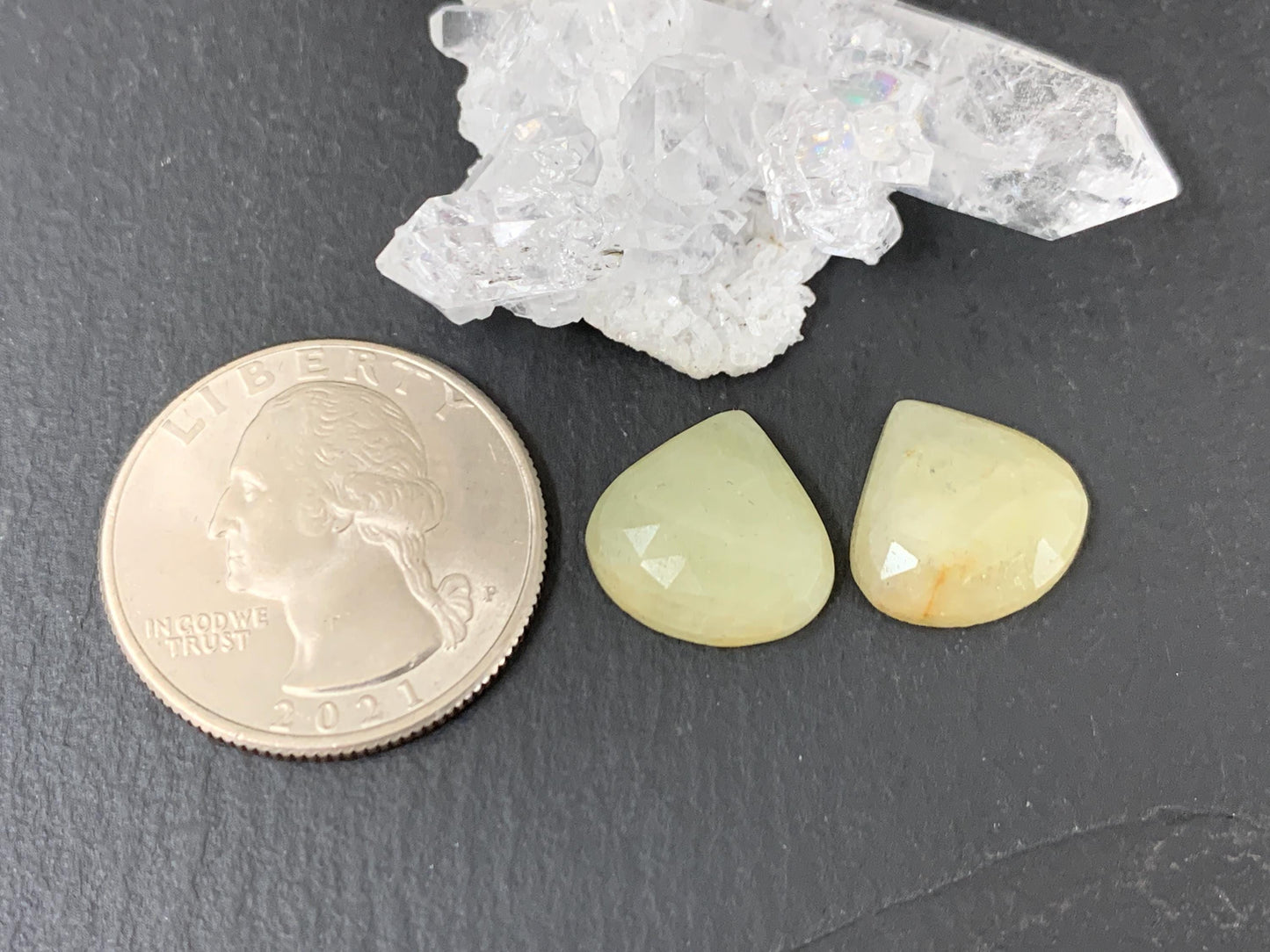 Faceted Yellow Sapphire pair 13x14x4mm cabochon