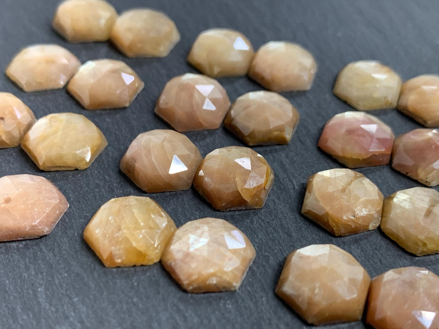 Pair Faceted Yellow Sapphire hexagon 10x11mm Cabochon/SB51
