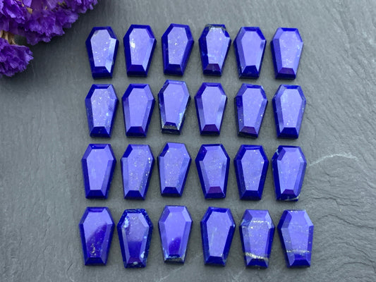 Faceted Lapis Lazuli coffin 10x16mm cabochon