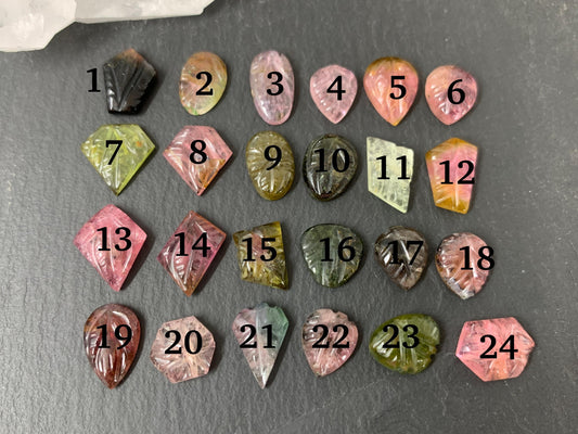 Carved Tourmaline 9-12mm cabochon