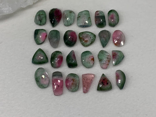 Faceted Watermelon Tourmaline 8-10mm long cabochon - second quality