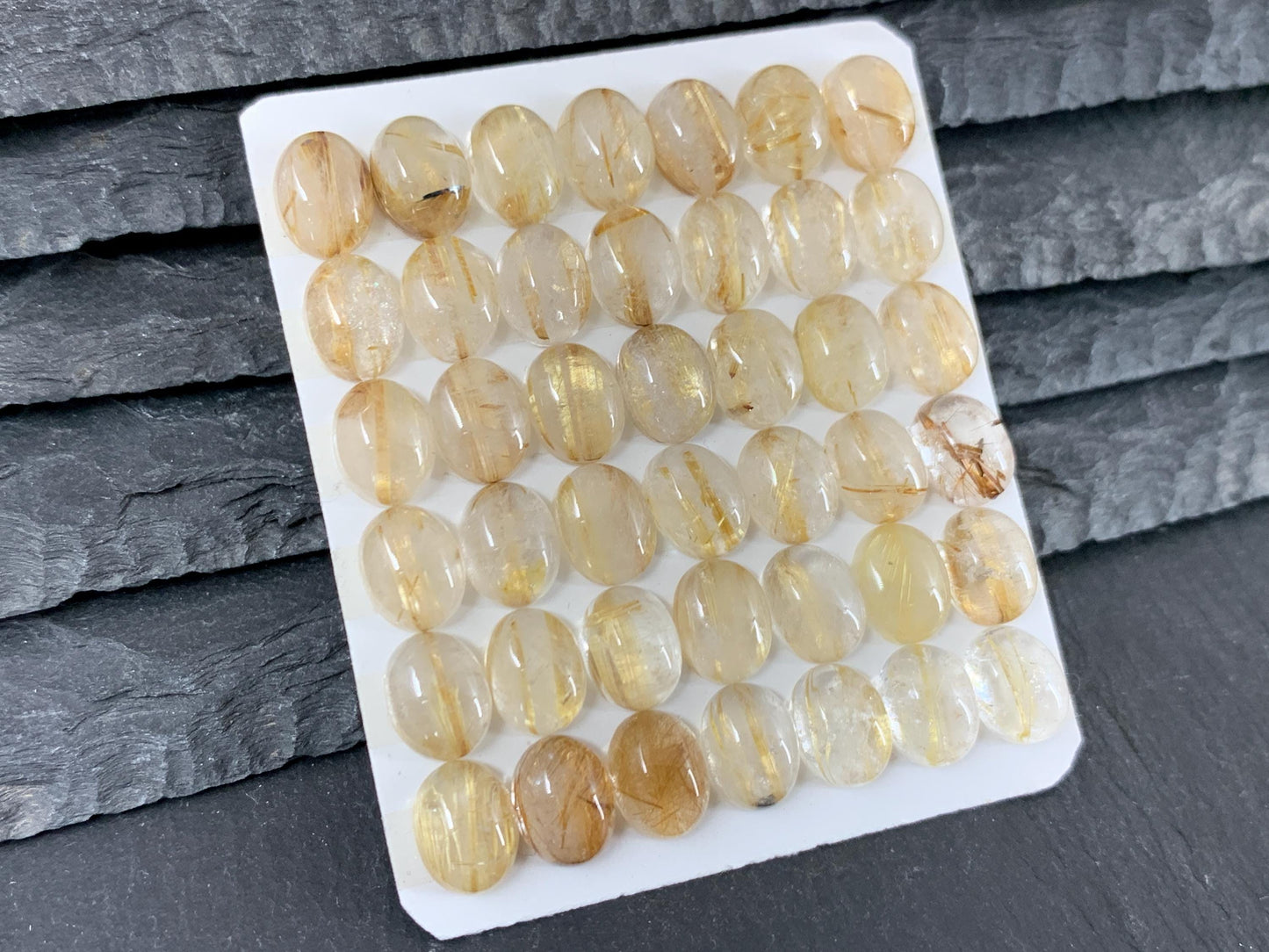 Rutilated Quartz oval 7x9mm cabochon - Calibrated cabochons