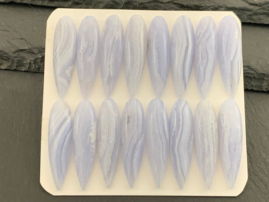 Blue Lace Agate pear 8x30mm cabochon - Calibrated cabochons