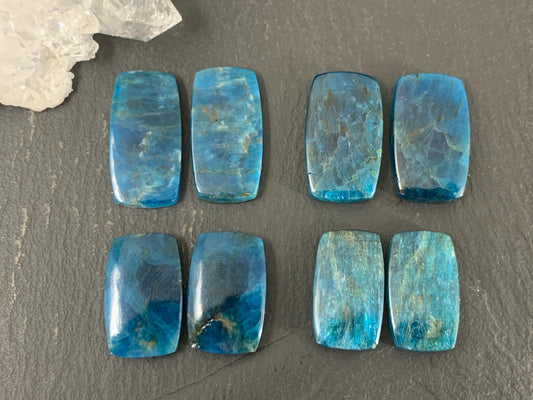 Apatite rectangle 19-23mm long cabochon - Buy by pair