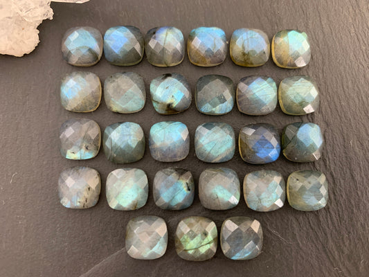 Faceted Labradorite square 10x10mm cabochon