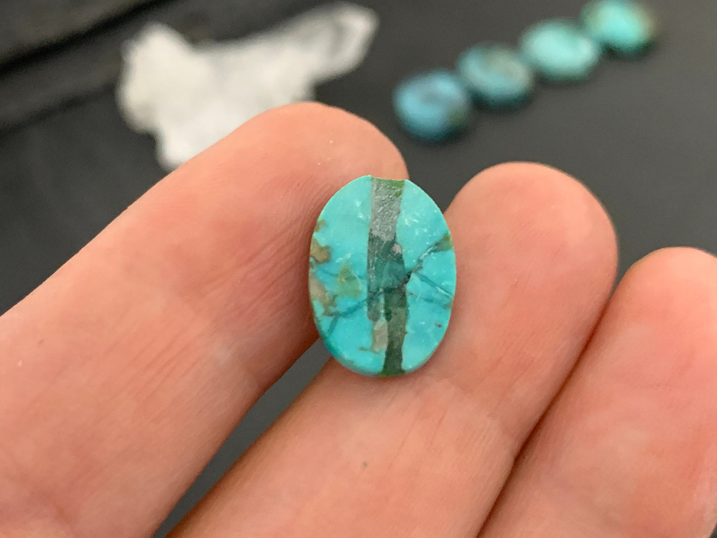 Tibetan Turquoise 10x12mm oval cabochon