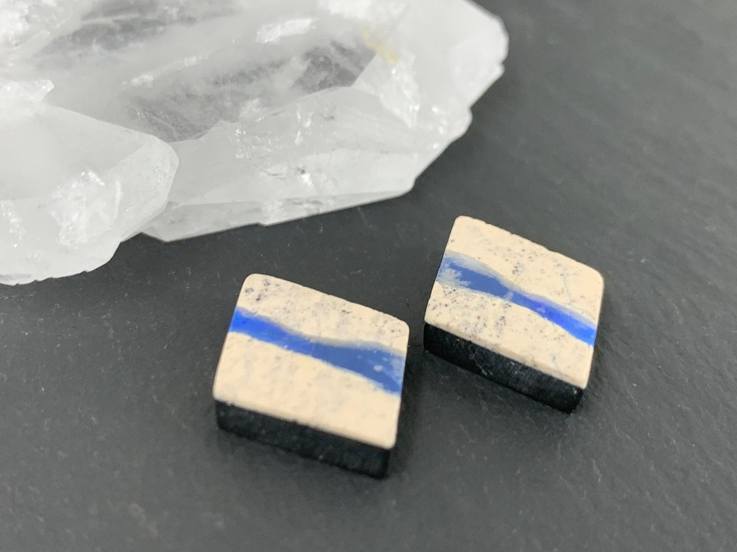 Australian Opal doublet 14x18x3.5mm pair of cabochons