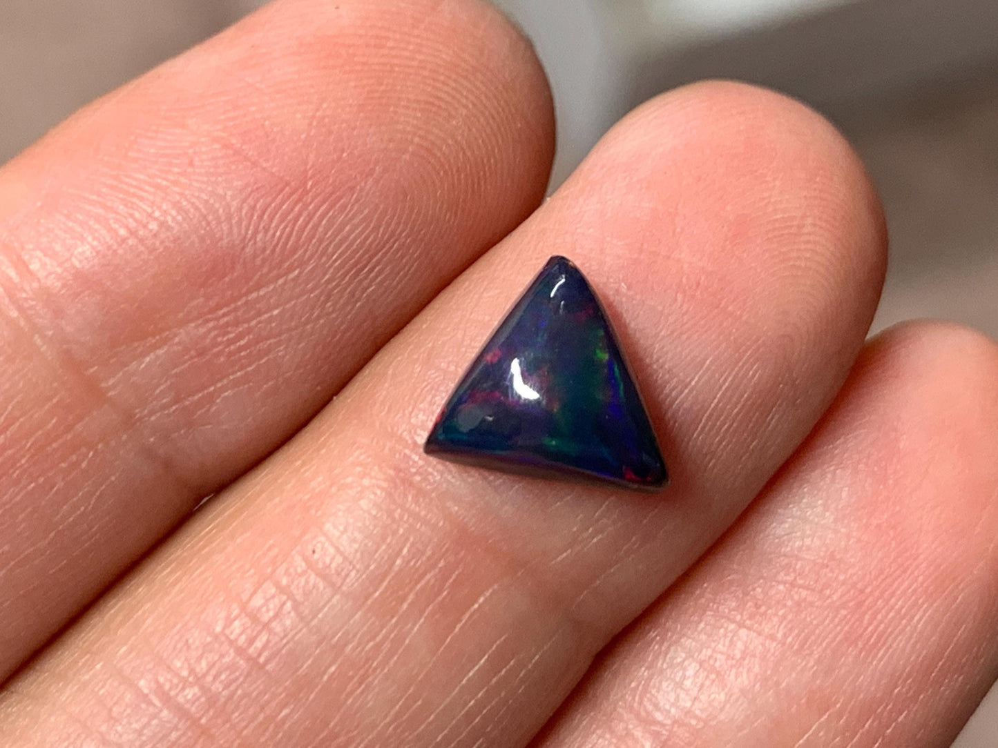 Black Ethiopian Opal triangle 9x9x4mm cabochon