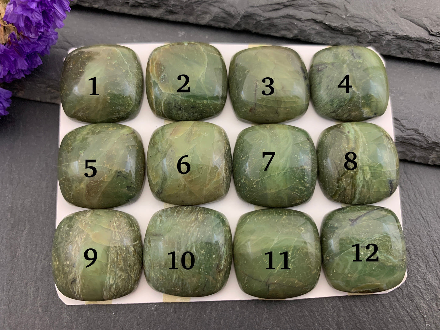 Green Opal Square 20mm Cabochon - Calibrated cabochons