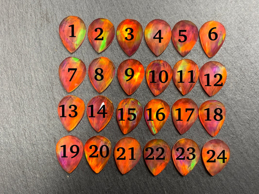 Faceted  Aurora Opal Pear 10x14mm cabochon  - Doublet cabochons
