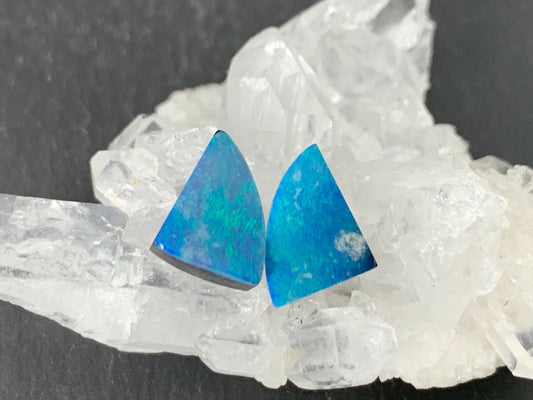 Australian Opal doublet 7x9x3mm pair of cabochons