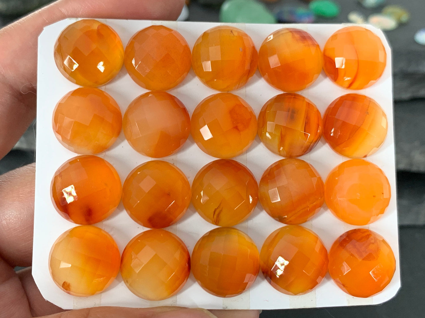Faceted Carnelian round 13mm Cabochon - Calibrated cabochons