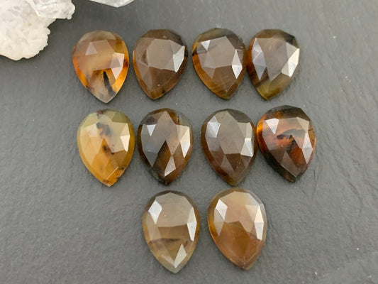 Faceted Montana Agate pear 10x14mm cabochon