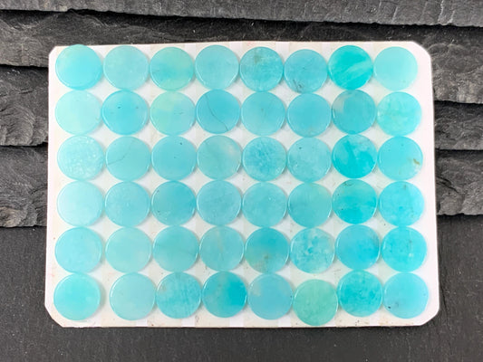 Flat Amazonite Cabochon - Natural 8mm Round Flat Stone, Calibrated Gemstone for Jewelry