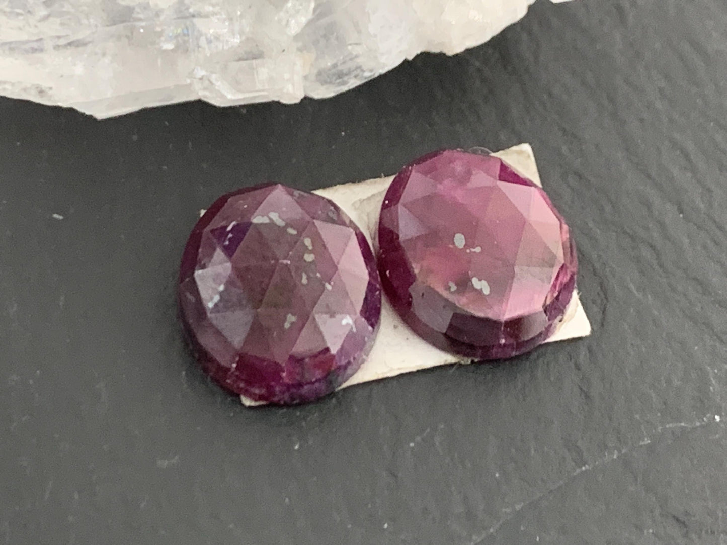 Faceted Ruby pair 10x12x4mm cabochon