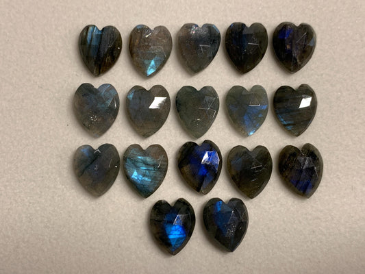 Faceted Labradorite heart 11x13mm cabochon