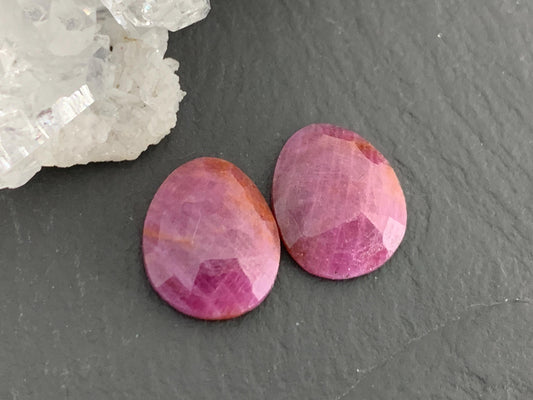 Faceted Ruby pair 10x12x2.5mm cabochon