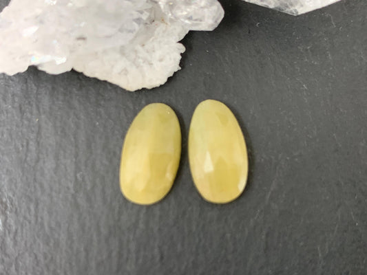Faceted Yellow Sapphire pair 7x12x3mm cabochon