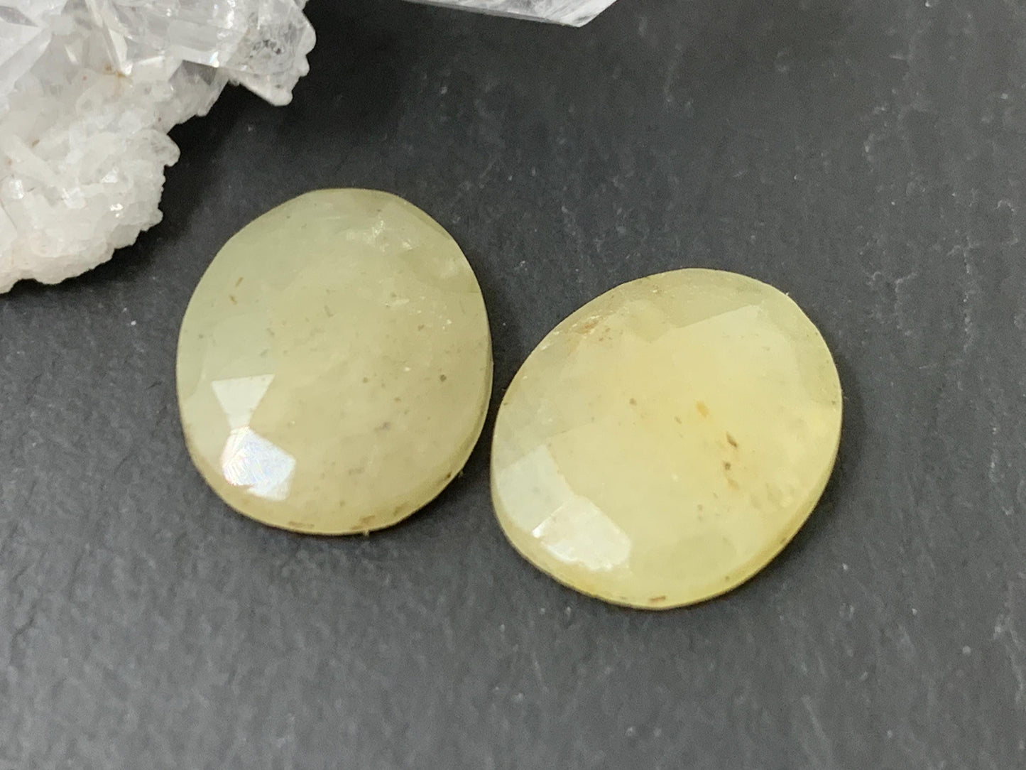 Faceted Yellow Sapphire pair 10x13x3mm cabochon