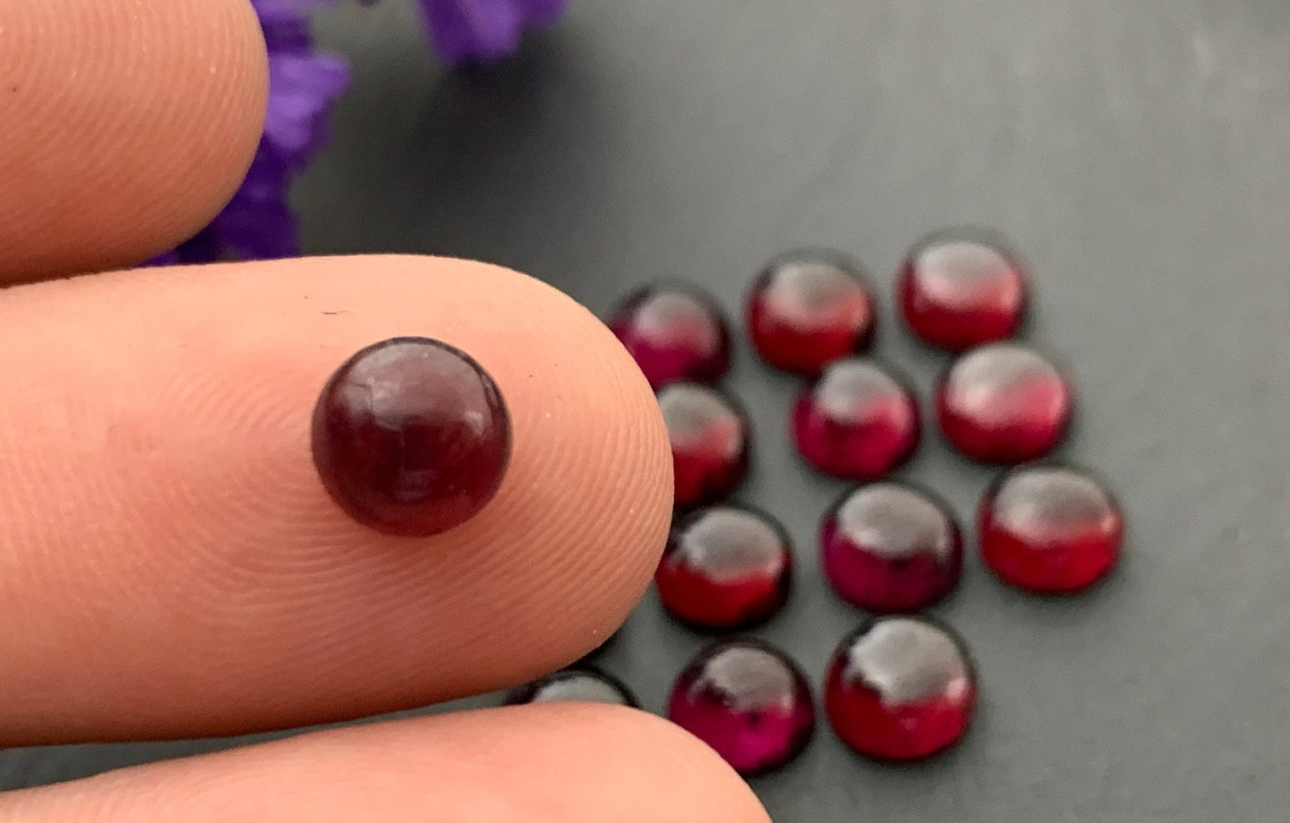 Natural Garnet round 6mm cabochon