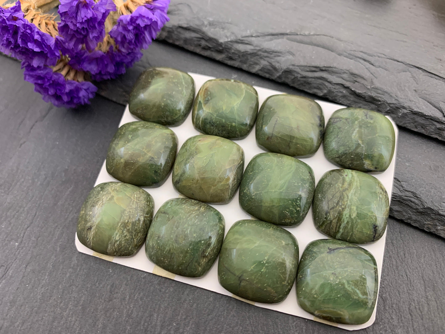Green Opal Square 20mm Cabochon - Calibrated cabochons