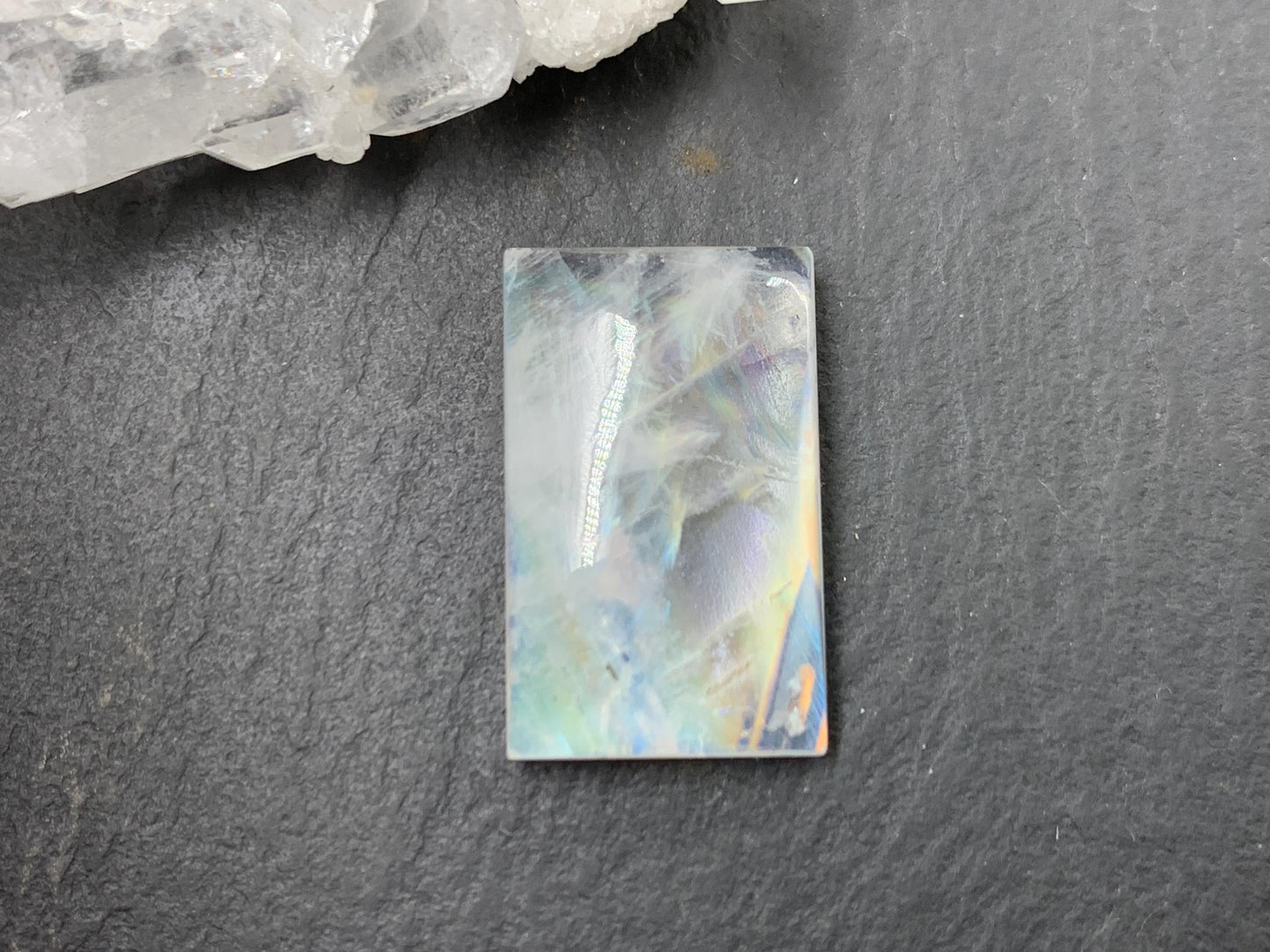 Rainbow Moonstone rectangle 19x12x5mm cabochon