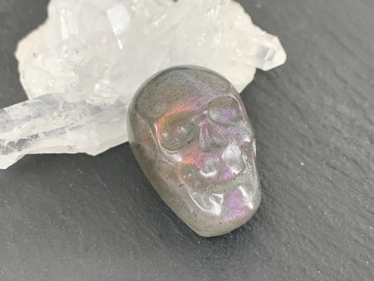Labradorite Skull Cabochon 14x21mm - Natural Green Stone Flat Back Gemstone