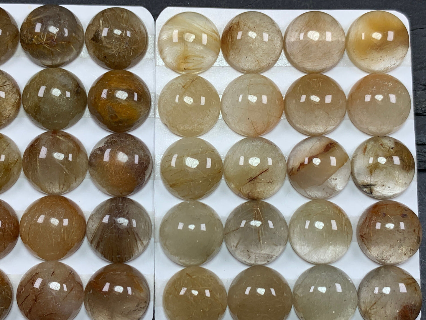 Rutilated Quartz round 15mm cabochon - Calibrated cabochons