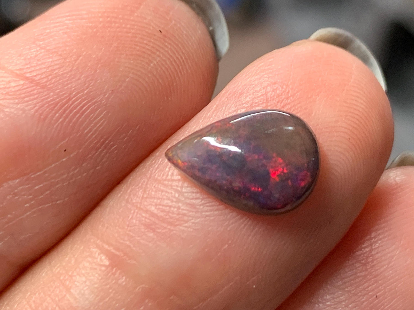 Natural Ethiopian Black Opal 7x11x3mm cabochon