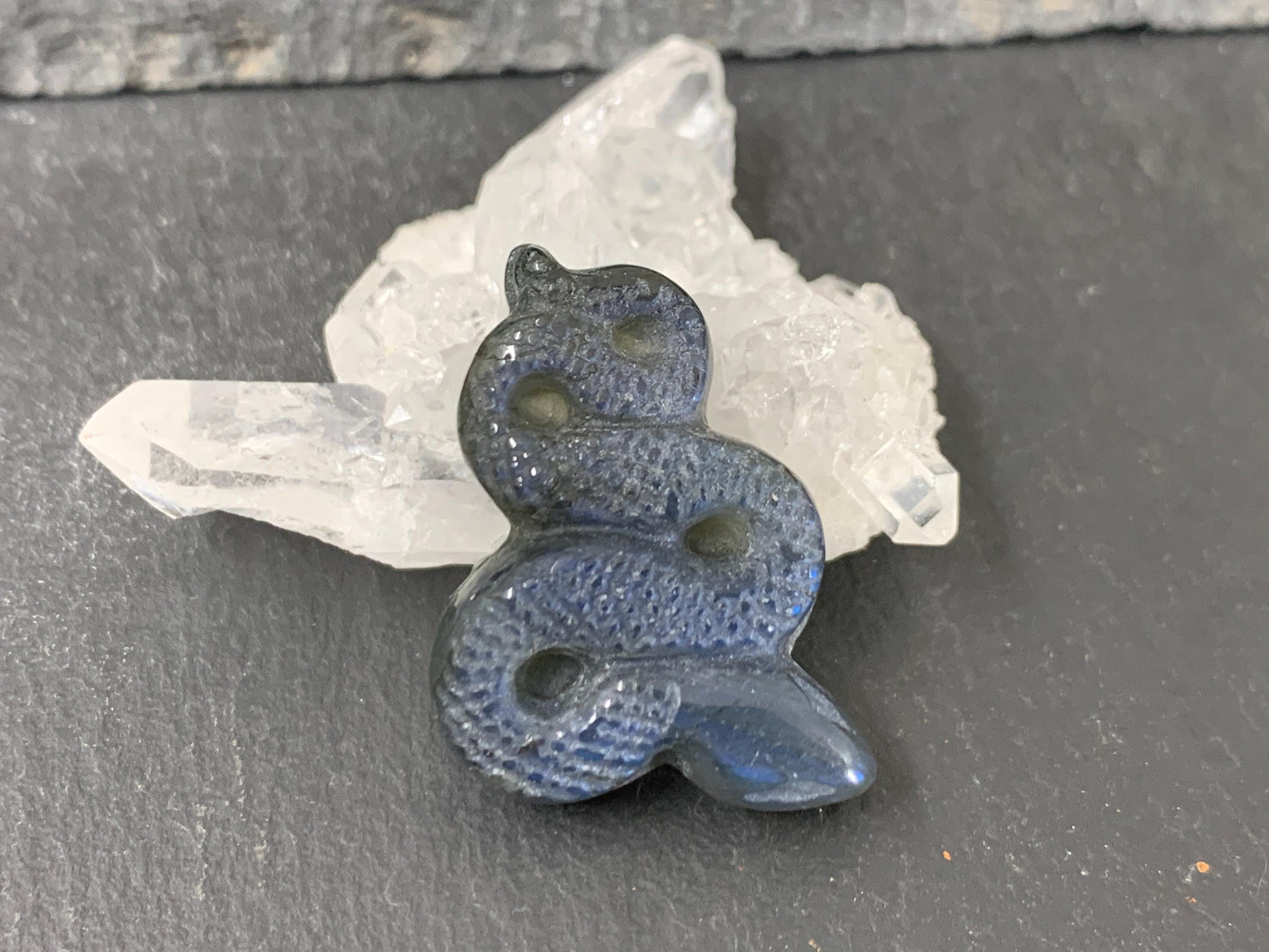 Labradorite Snake Carving - Flat Back Snake carving