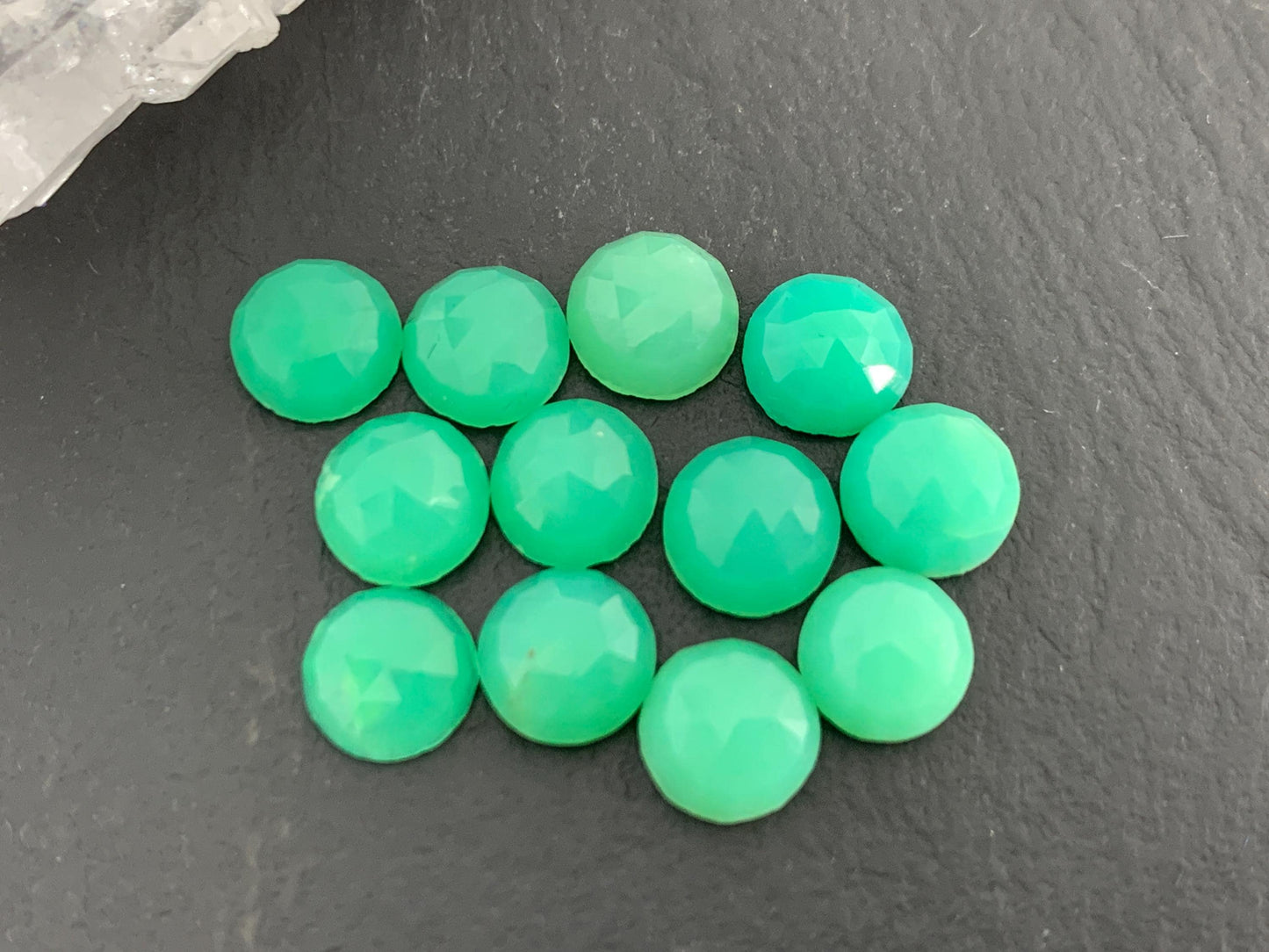 Faceted Chrysoprase round 6mm cabochon