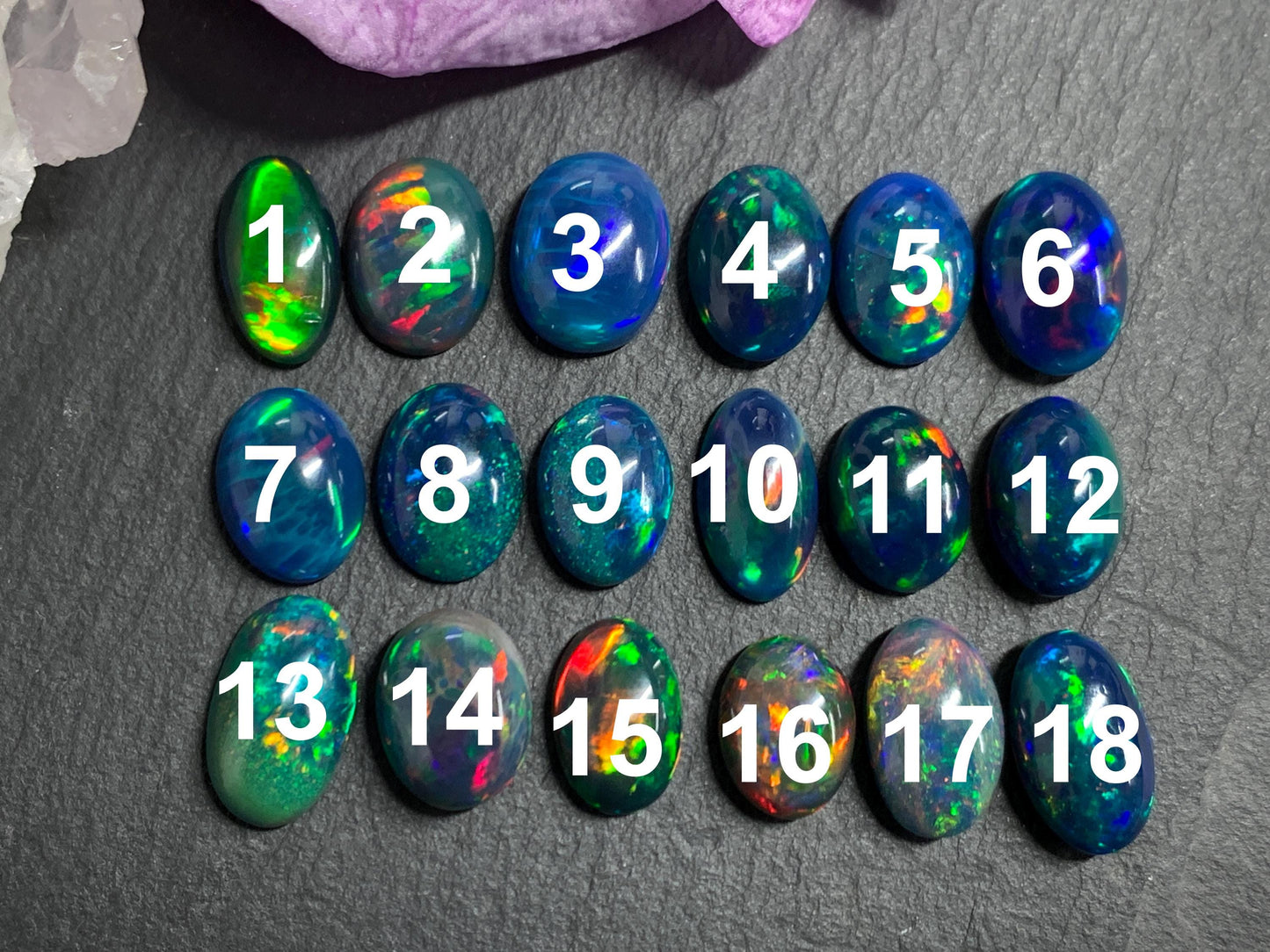 Natural Ethiopian Black Opal 11-12mm long cabochon/ Select your cabochon