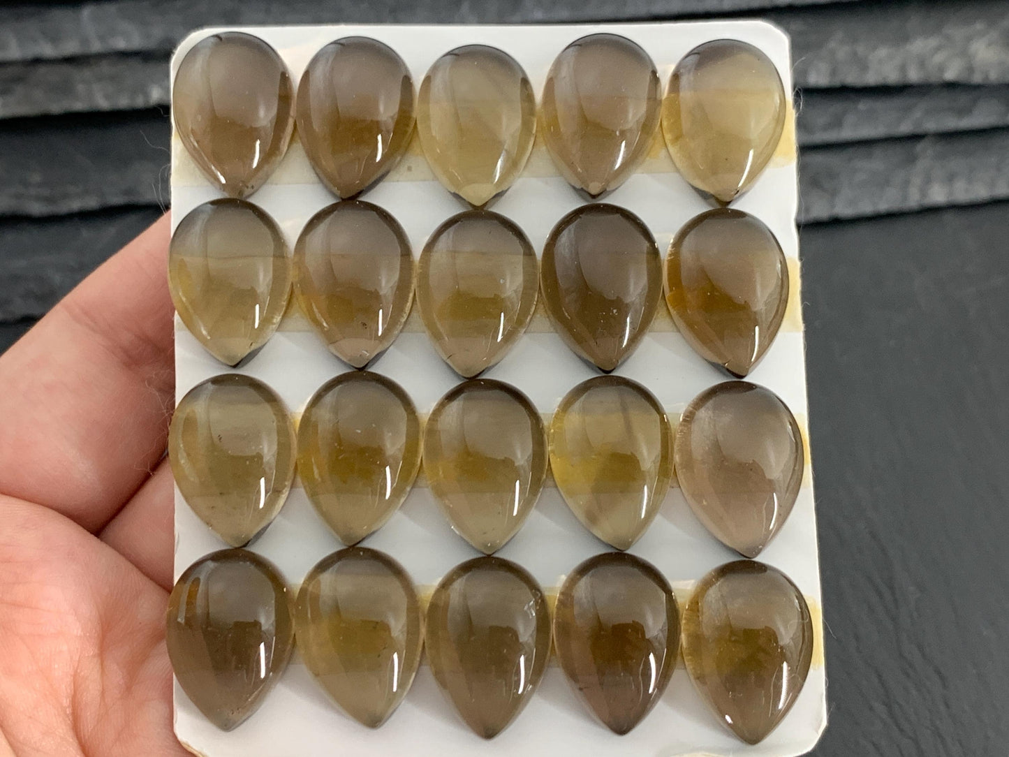 Smokey quartz pear 13x18mm cabochon - Calibrated cabochons