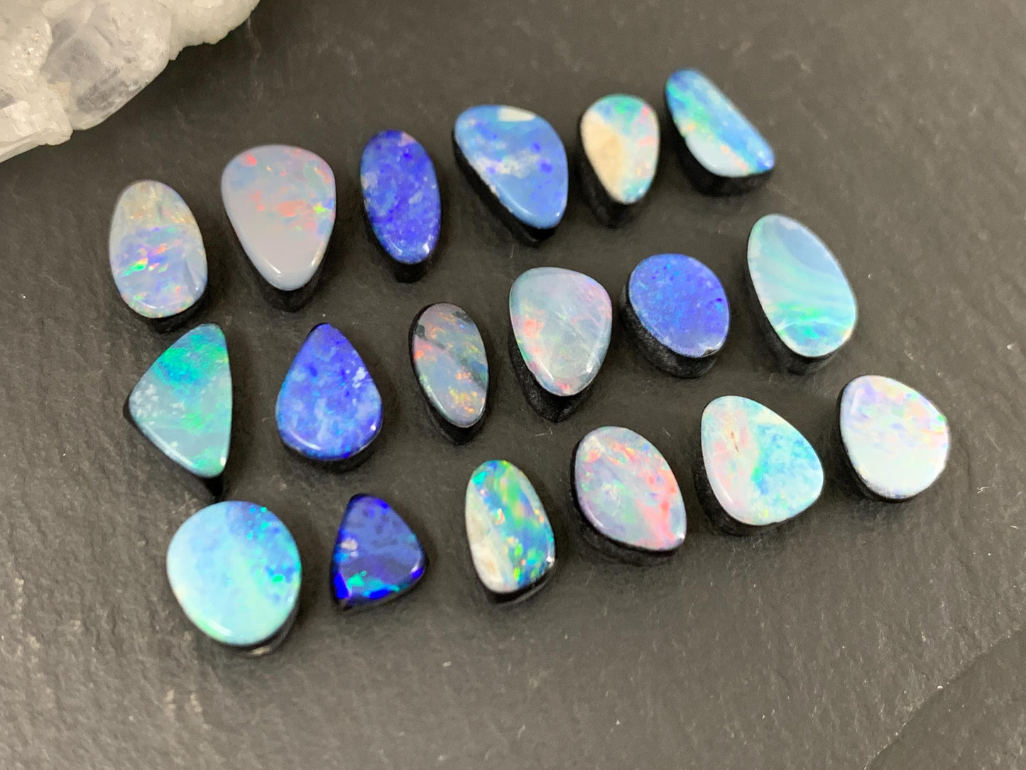 Australian Opal Doublet 6-8.5mm long cabochon - Select your piece