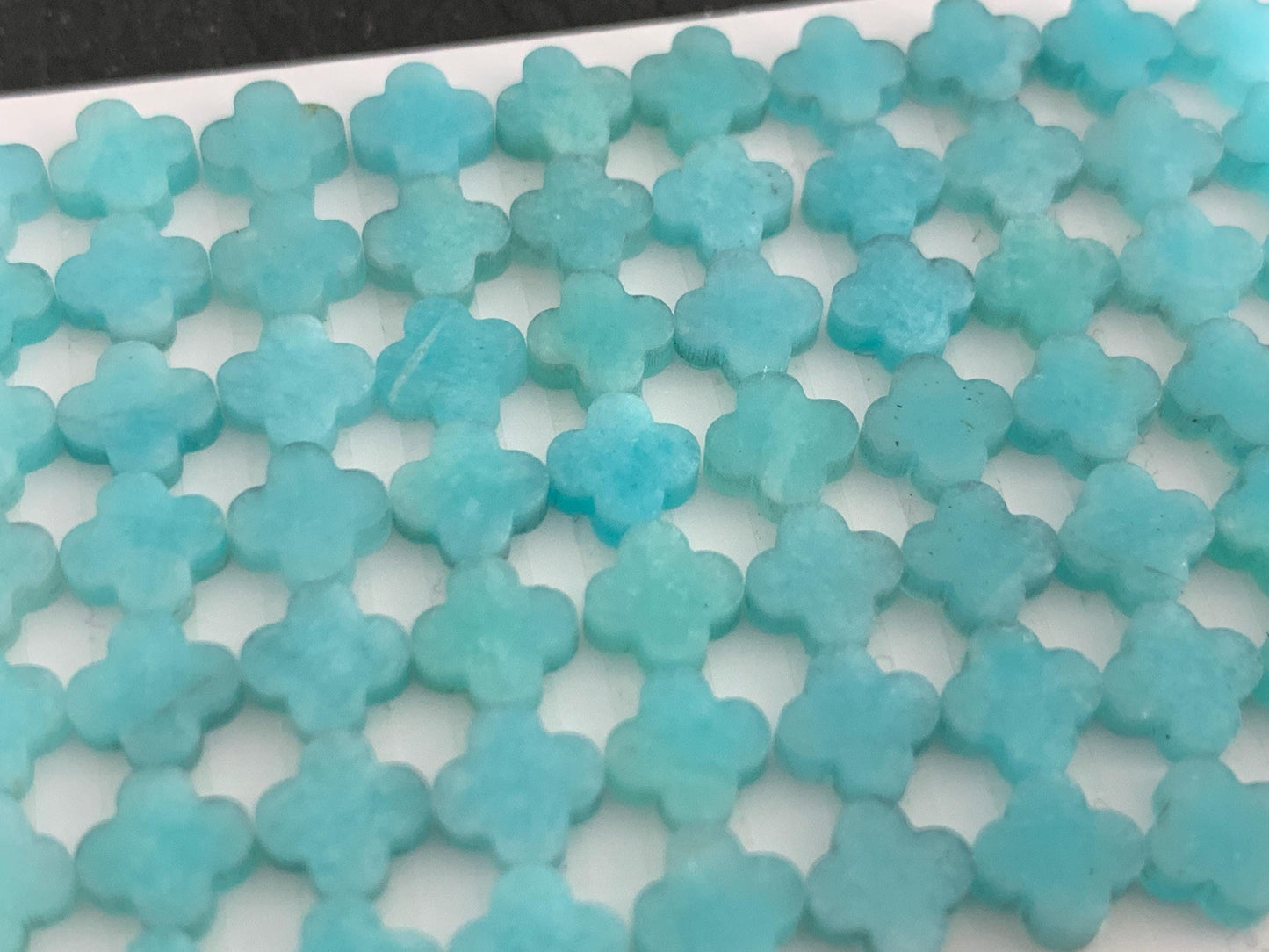 Flat Amazonite clover 6mm cabochon - Calibrated cabochons