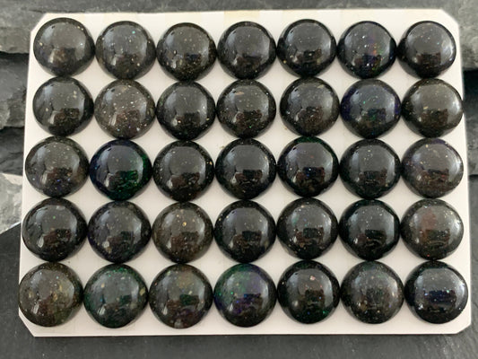 Black Andamooka Opal round 10mm cabochon - Matrix Australian Opal