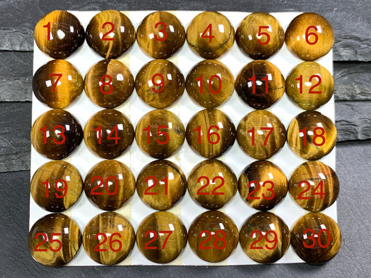 Tiger eye round 15mm cabochon - Calibrated cabochons