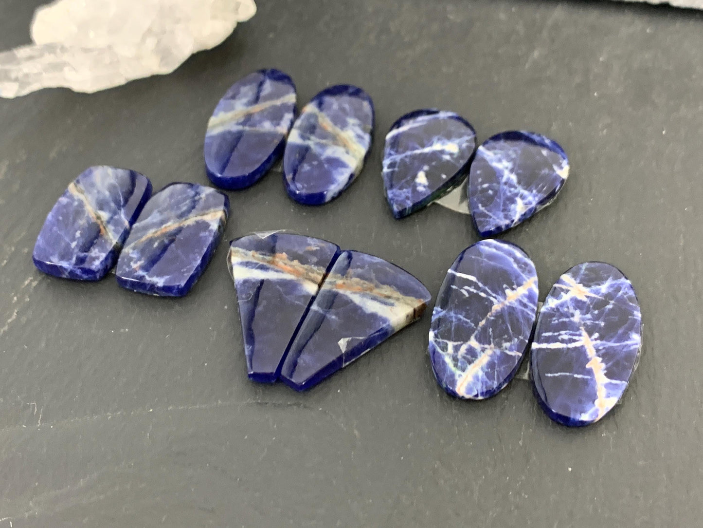 Natural Sodalite pair 18-24mm long cabochon - Select your pair of cabochons