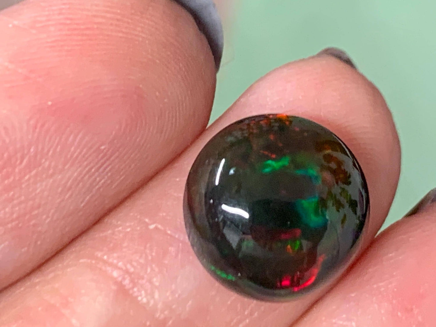 Natural Ethiopian Black Opal 12x5mm cabochon