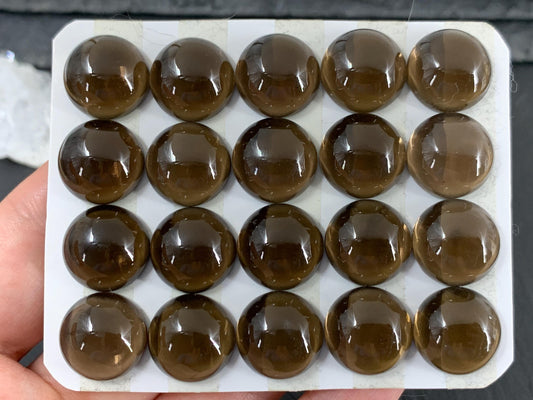 Smokey Quartz round 14mm cabochon -  Calibrated cabochons
