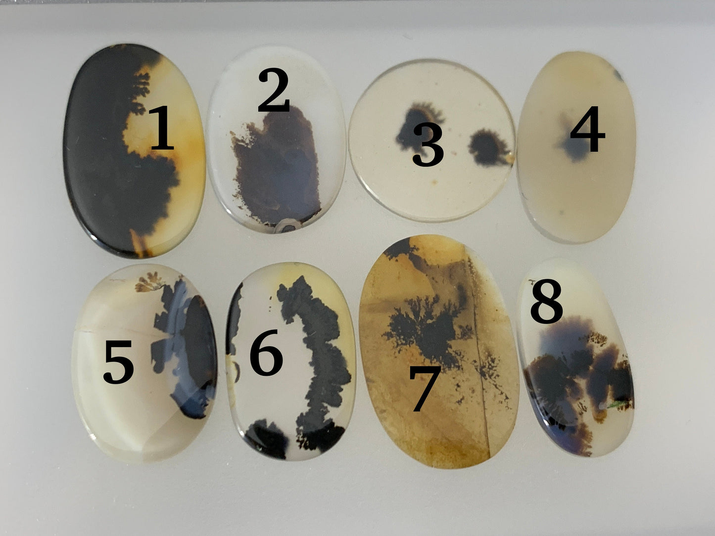 Flat Scenic Agate oval, round 16-20mm long cabochon | Natural Scenic Agate