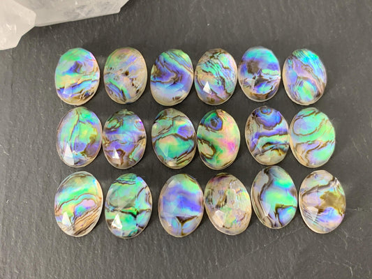 Faceted Abalone oval 10x14mm doublet cabochon