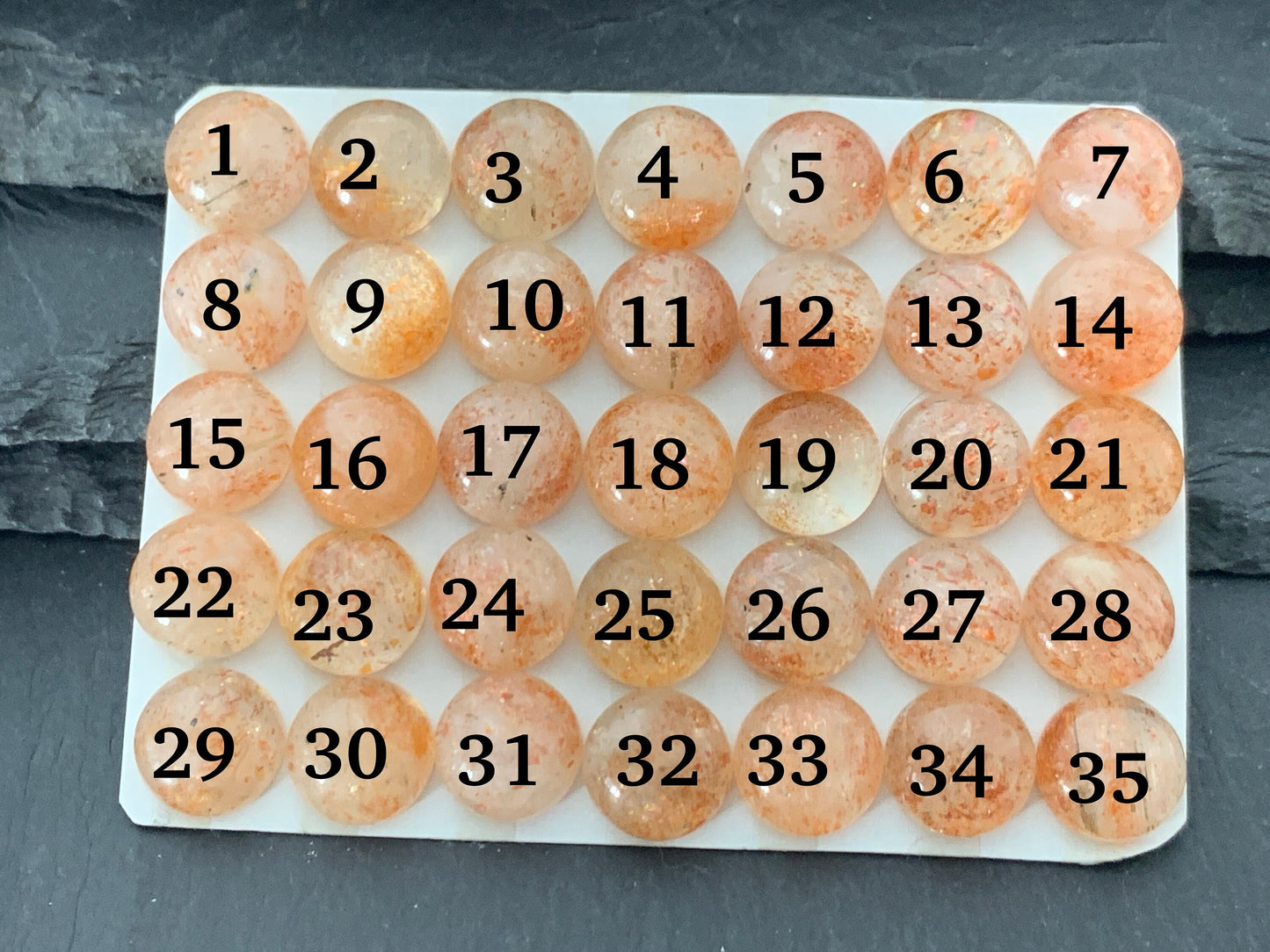 Sunstone round 10mm cabochon - Calibrated cabochons