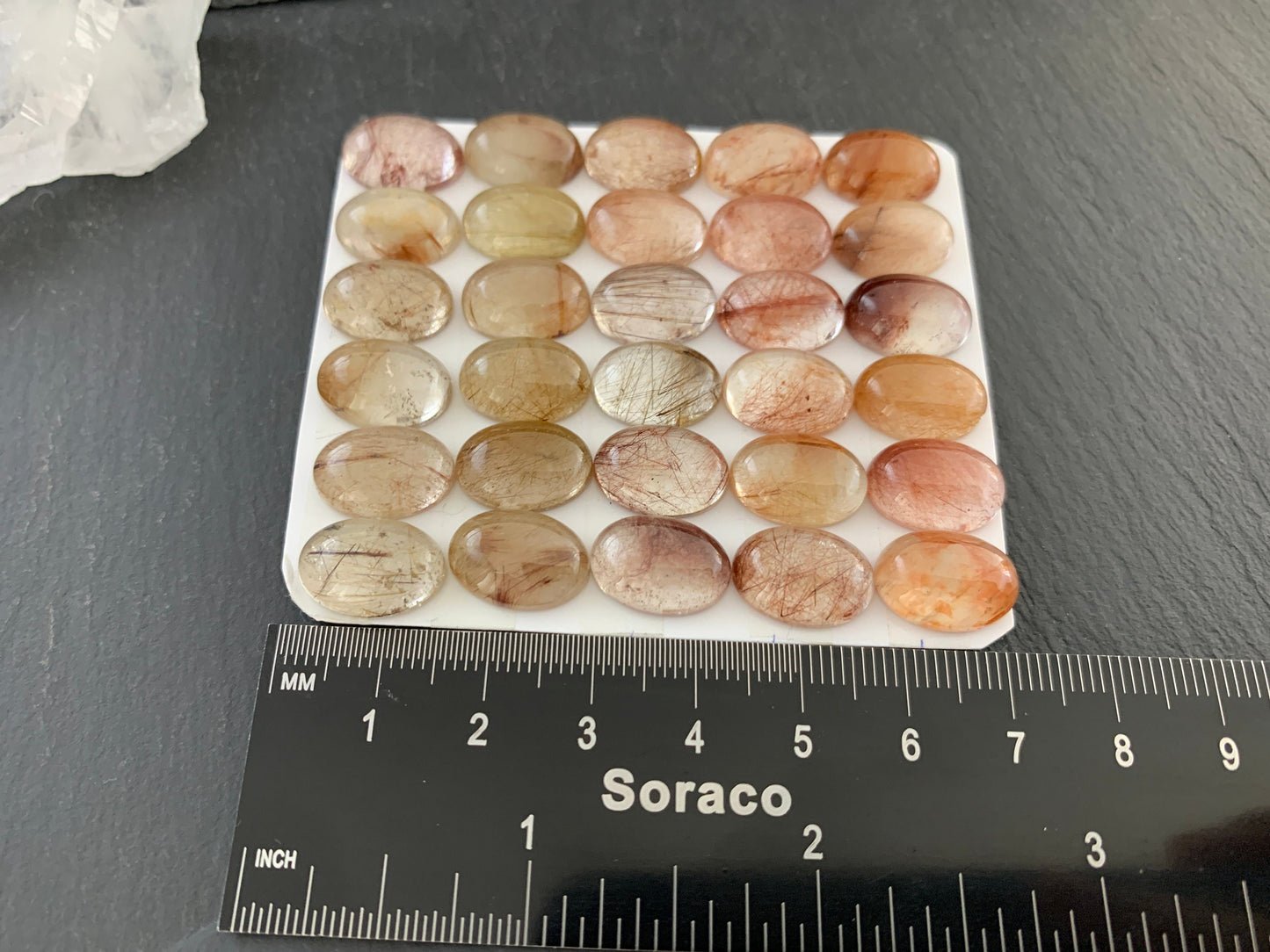 Rutilated Quartz oval 10x14mm cabochon - Calibrated cabochons