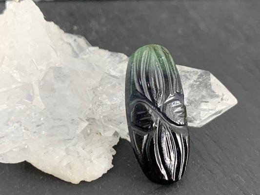 Carved Tourmaline 10x21x2mm cabochon