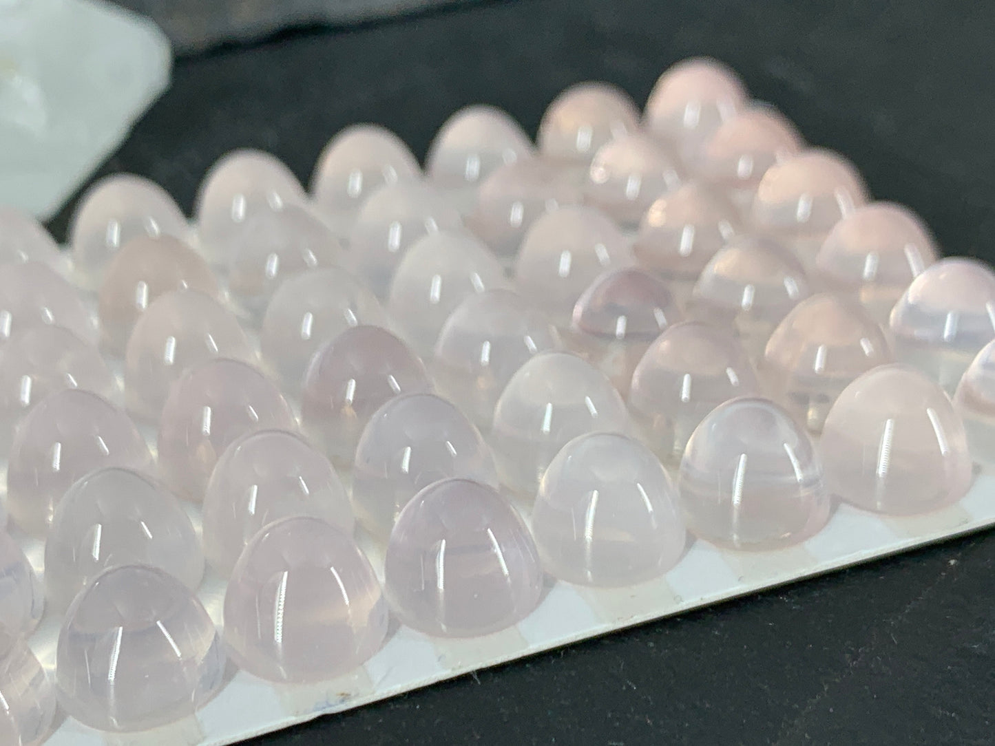 Rose Quartz bullet 8mm cabochon - Calibrated cabochons