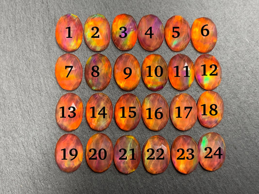 Faceted  Aurora Opal oval 10x14mm cabochons - Doublet cabochons