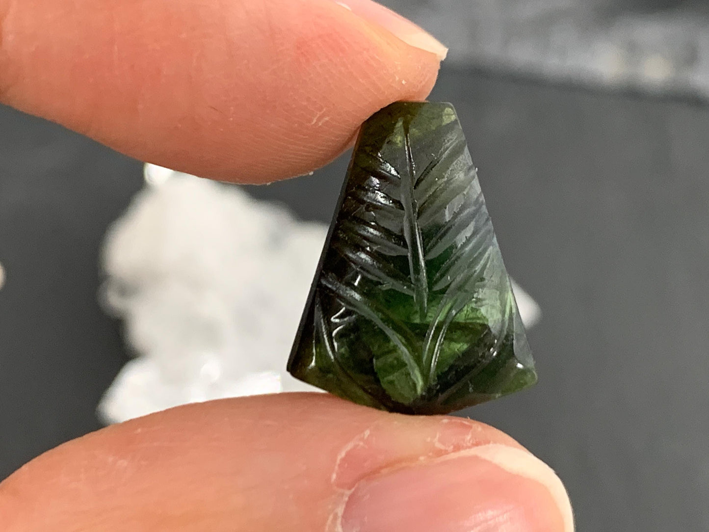 Carved Tourmaline 13x17x4mm cabochon