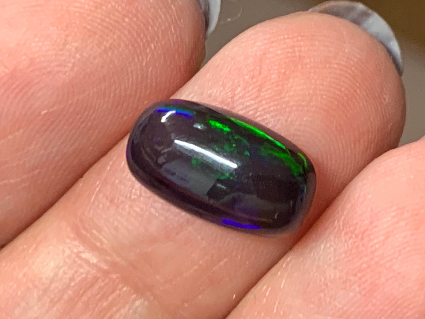 Natural Ethiopian Black Opal 7x13x4mm cabochon