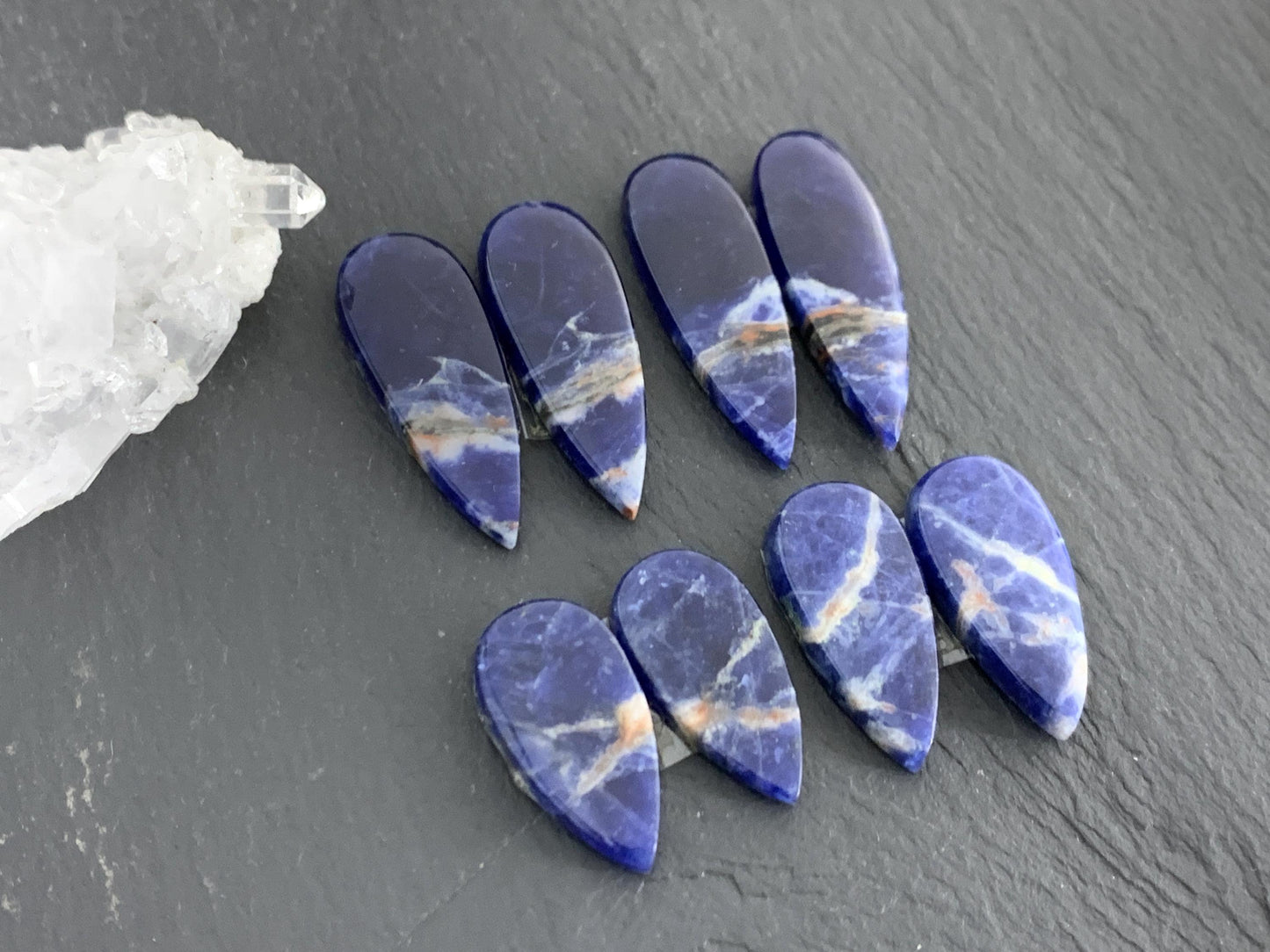 Natural Sodalite pair 21-30mm long cabochon